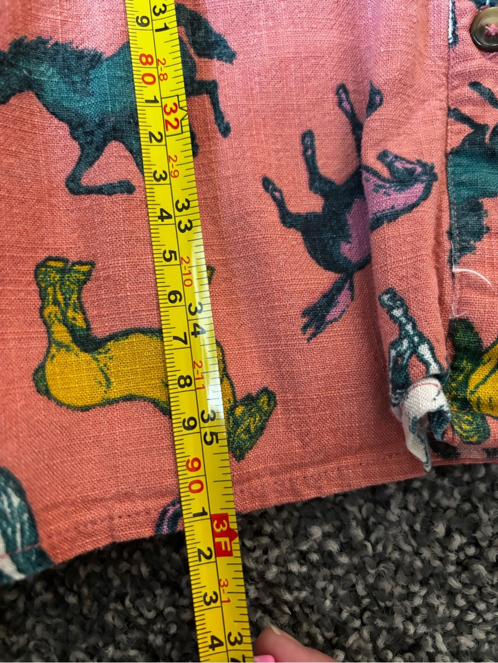 Coral Sleeveless Button-Front Dress with Horse Print - Picture 7 of 7